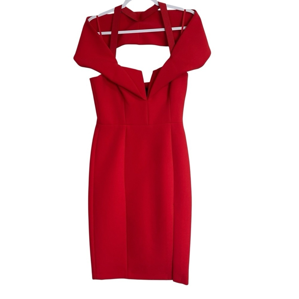 BCBGMaxazria - Marquise - Coral Off the Shoulder Cocktail Dress - 8 - Picture 7 of 14
